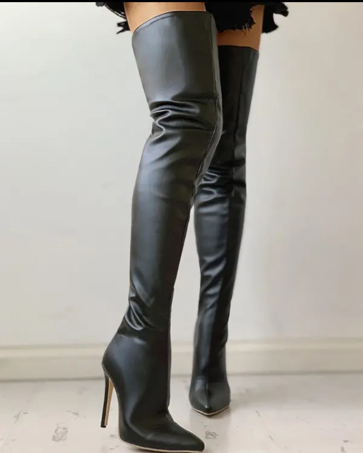 FZ Women's PU Zippper Thin Heeled Long Boots