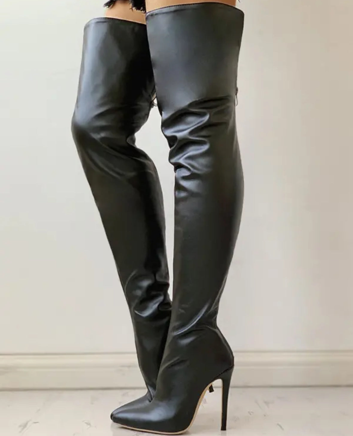 FZ Women's PU Zippper Thin Heeled Long Boots - FZwear