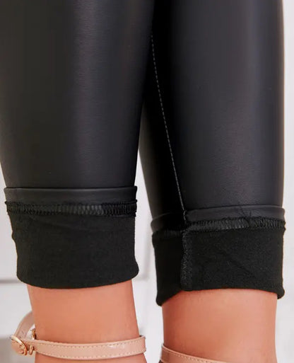 FZ Women's PU Leather Thermal Fleece Lined Leggings