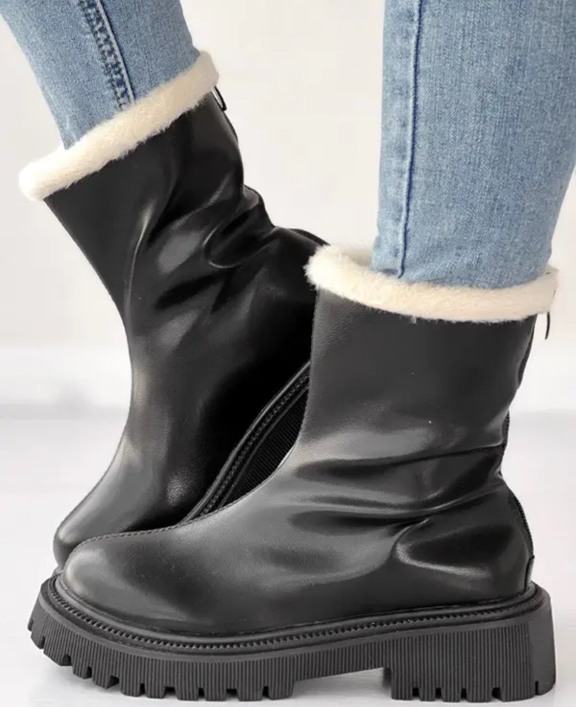 FZ Women's Zipper Design Fuzzy Winter Boots