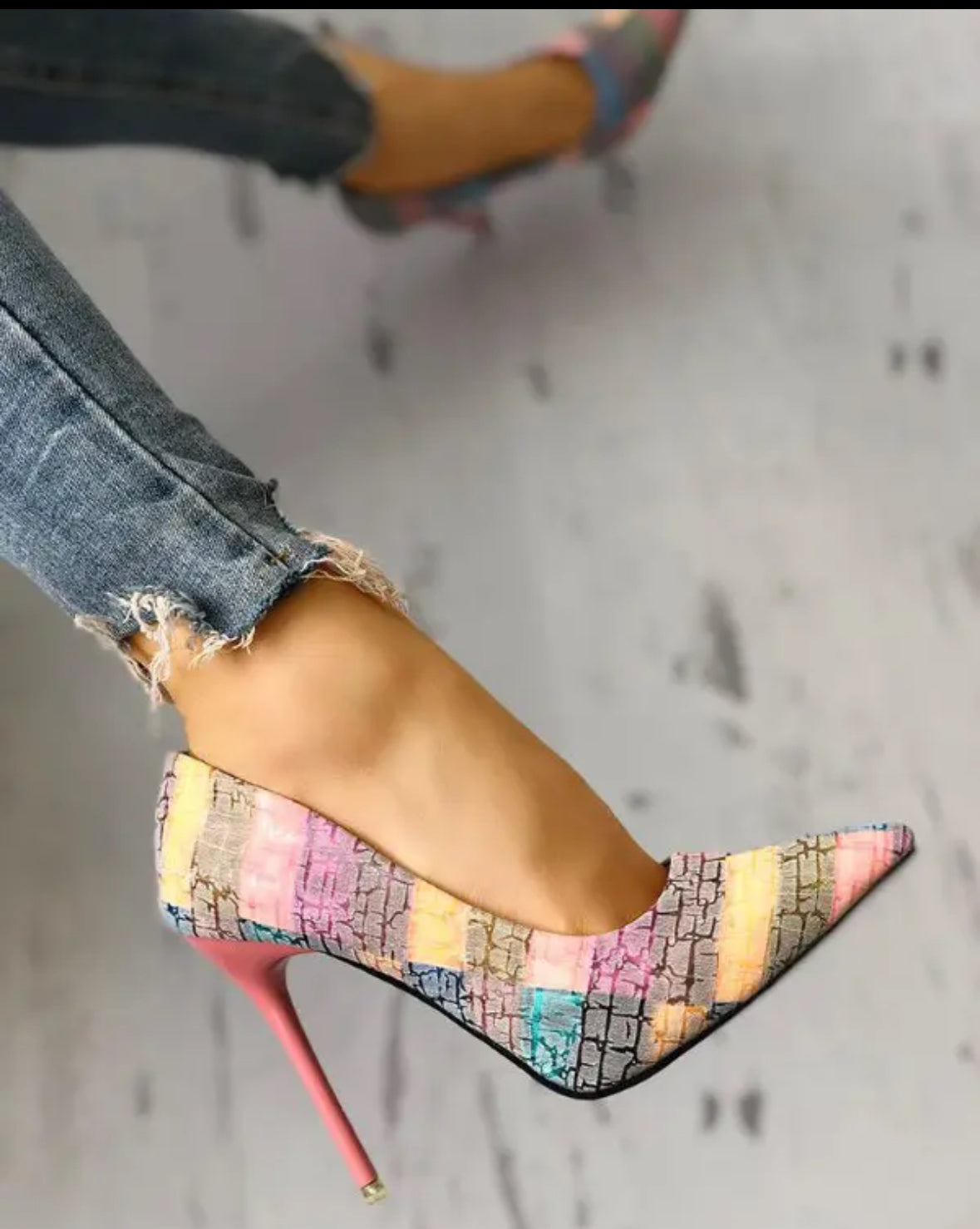 FZ Women's Contrast Color Pointed Toe Thin Heel Shoes - FZwear