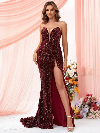 LOVE&LEMONADE Split Thigh Sequin Formal Dress Long Maxi Dresses for Women Wholesale Dropshipping FZwear