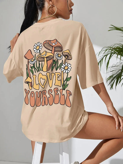 FZ Women's Cotton Prints Short Sleeve Oversized Tee