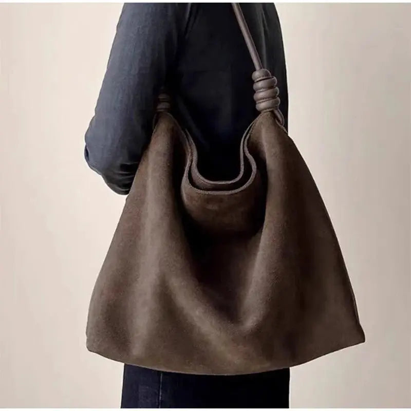 Luxury Knot Design Shoulder Underarm Bag Large Capacity Commut Women Bag Frosted Suede Handbag Brand Tote Spacious Shopping Bags FZwear