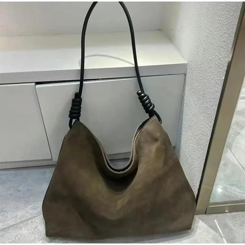 Luxury Knot Design Shoulder Underarm Bag Large Capacity Commut Women Bag Frosted Suede Handbag Brand Tote Spacious Shopping Bags FZwear