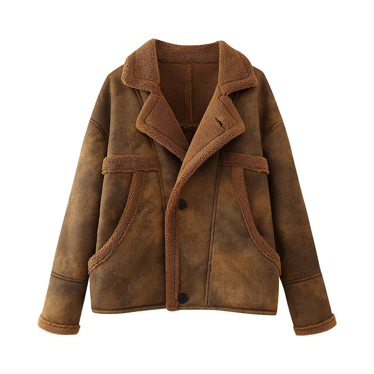 Maillard Thickened Faux Shearling Jacket Imitation Lamb Wool Women Coat Autumn Winter Motorcycle Clothing Loose Leather Coat Lazy Coat YYGC