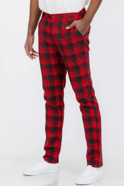 Mens Plaid Trouser Pants CCWHOLESALECLOTHING