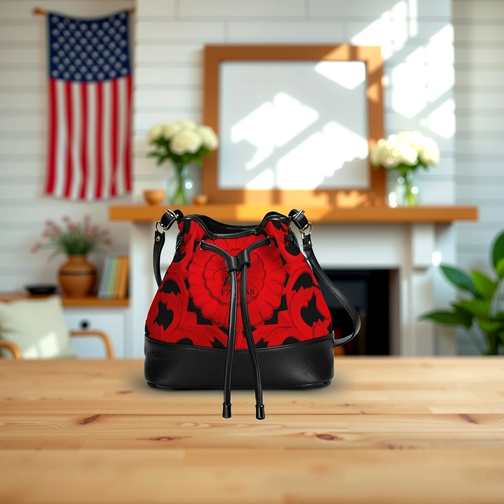 FZ BLACK MAZE Mini Drawstring Bucket Bag