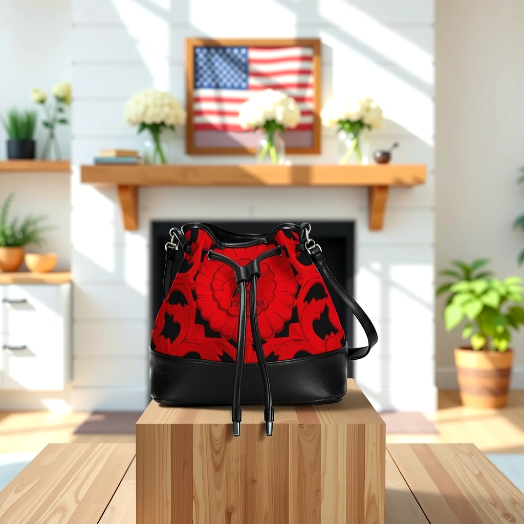 FZ BLACK MAZE Mini Drawstring Bucket Bag