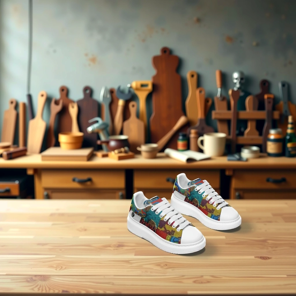 FZ Unisex Non Slip Lace Up Faux Leather Sneakers