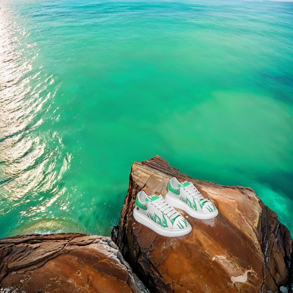 FZ Unisex Non Slip Lace Up Faux Leather Sneakers