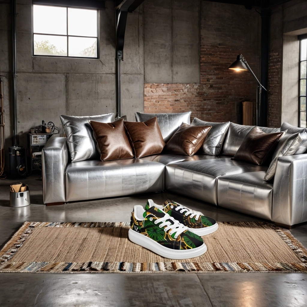 FZ Unisex African Print Leather Oversized Sneakers - FZwear