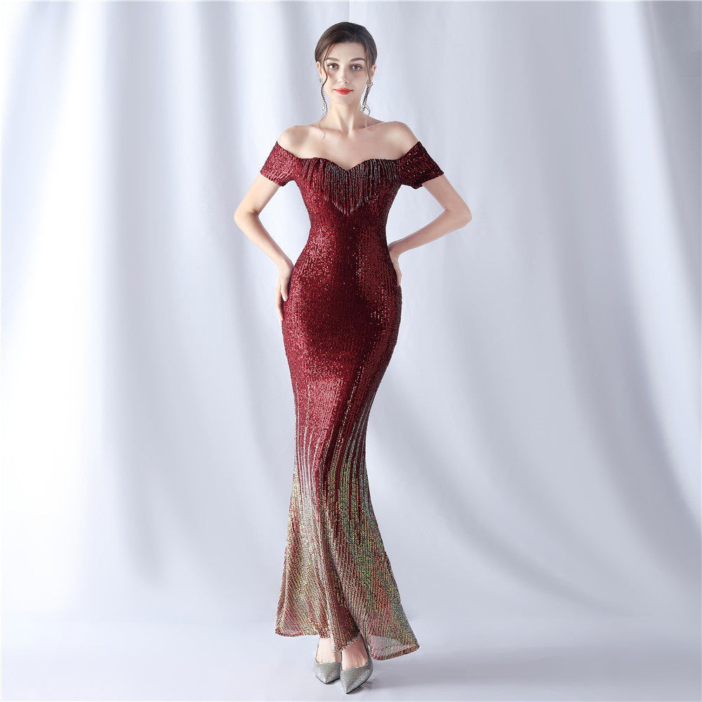 FZ Women's Sequin Craft Mix Evening Dress - FZwear