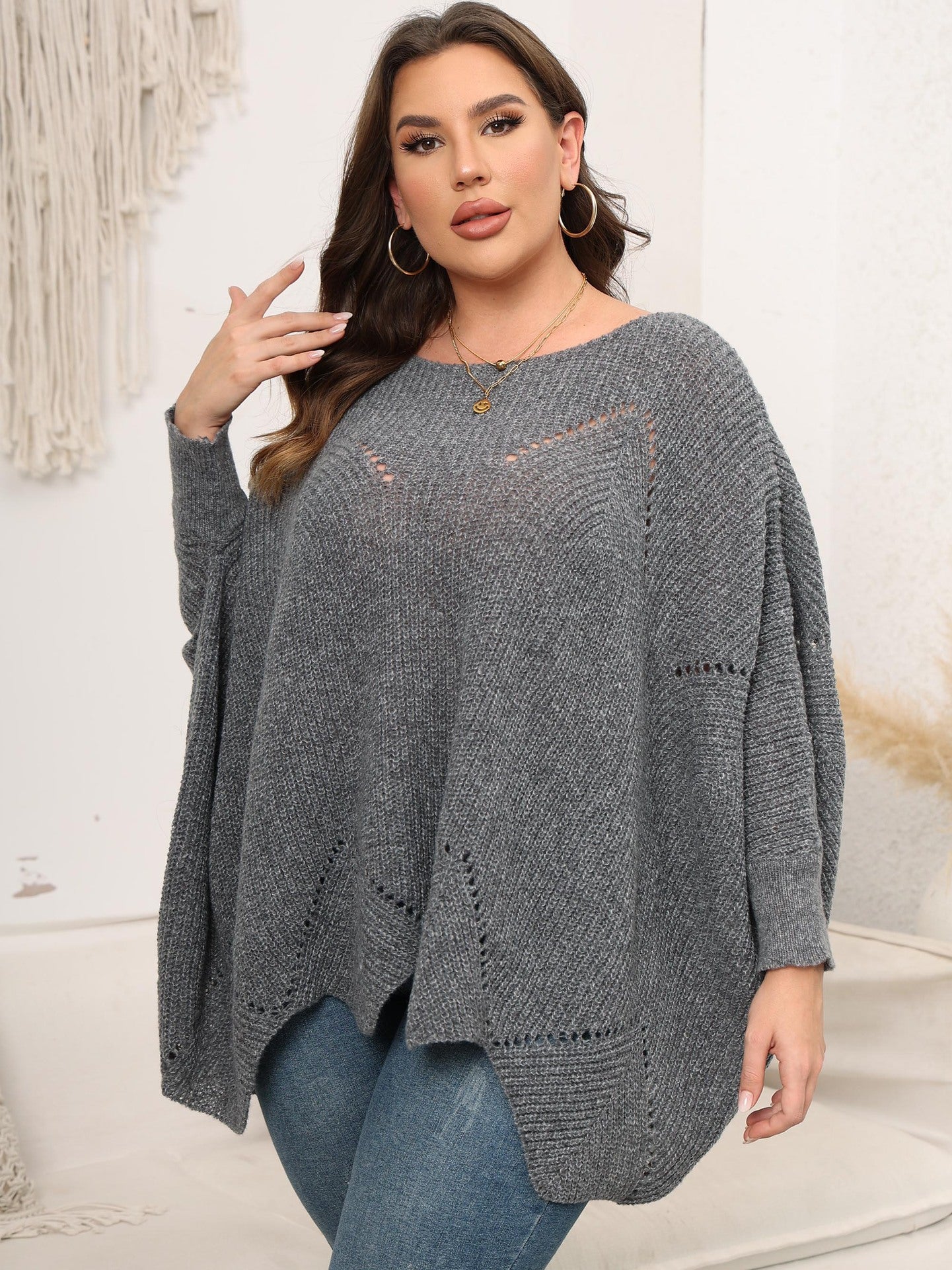 FZ Women's Plus Size Loose Woven Idle Pullover Top