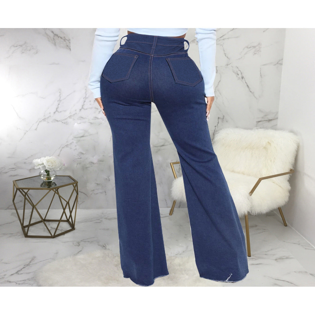 FZ Women's Stitching Stretch Slim Fit Bell Bottom Denim Pants - FZwear