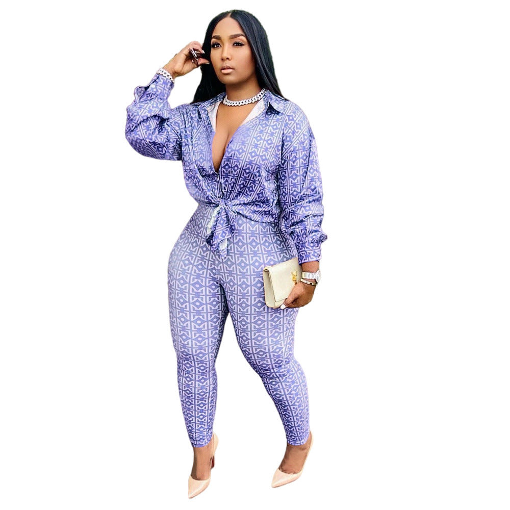 FZ Women' Plus Size Special Printing Long Pants Suit - FZwear