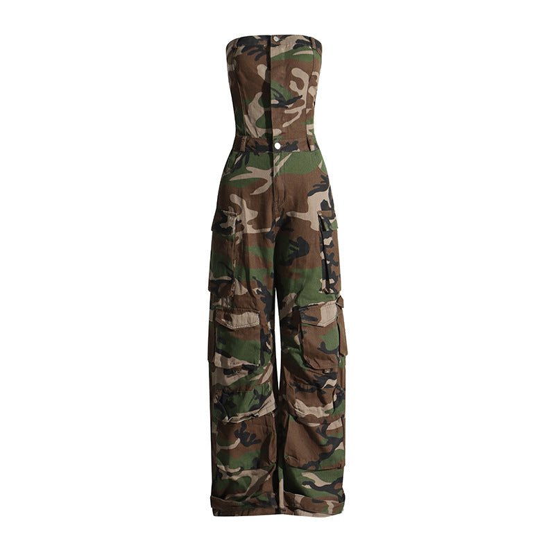 FZ Women's Camouflage Pattern Bandeau Slim Fit Jumpsuit - FZwear
