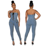 FZ Women's off Shoulder Corset Denim Jumpsuit - FZwear