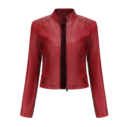 FZ Women's Rivets Leather Long Sleeve Fashion Jacket - FZwear