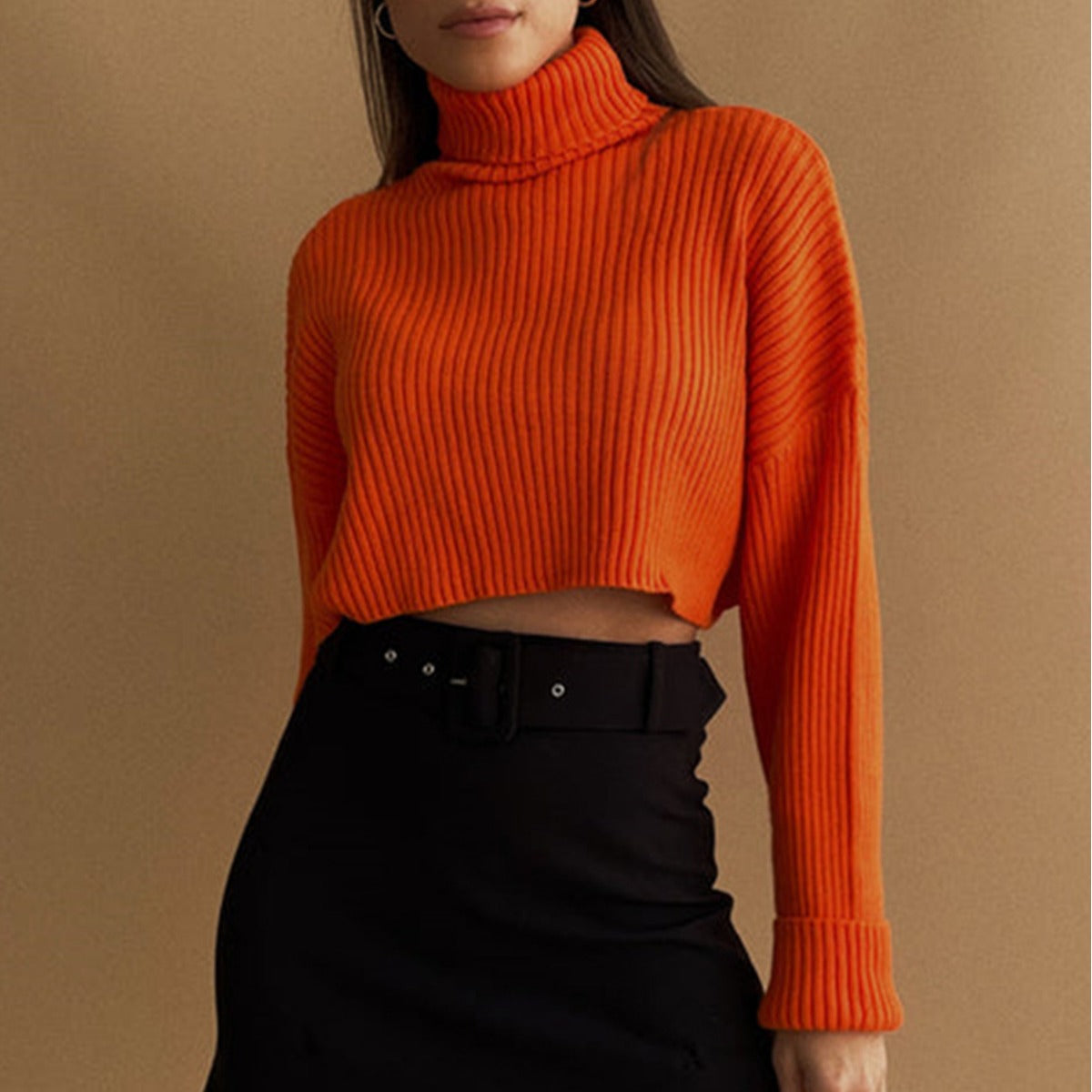 FZ Women's Thread Knitted Pullover High Collar Sweater