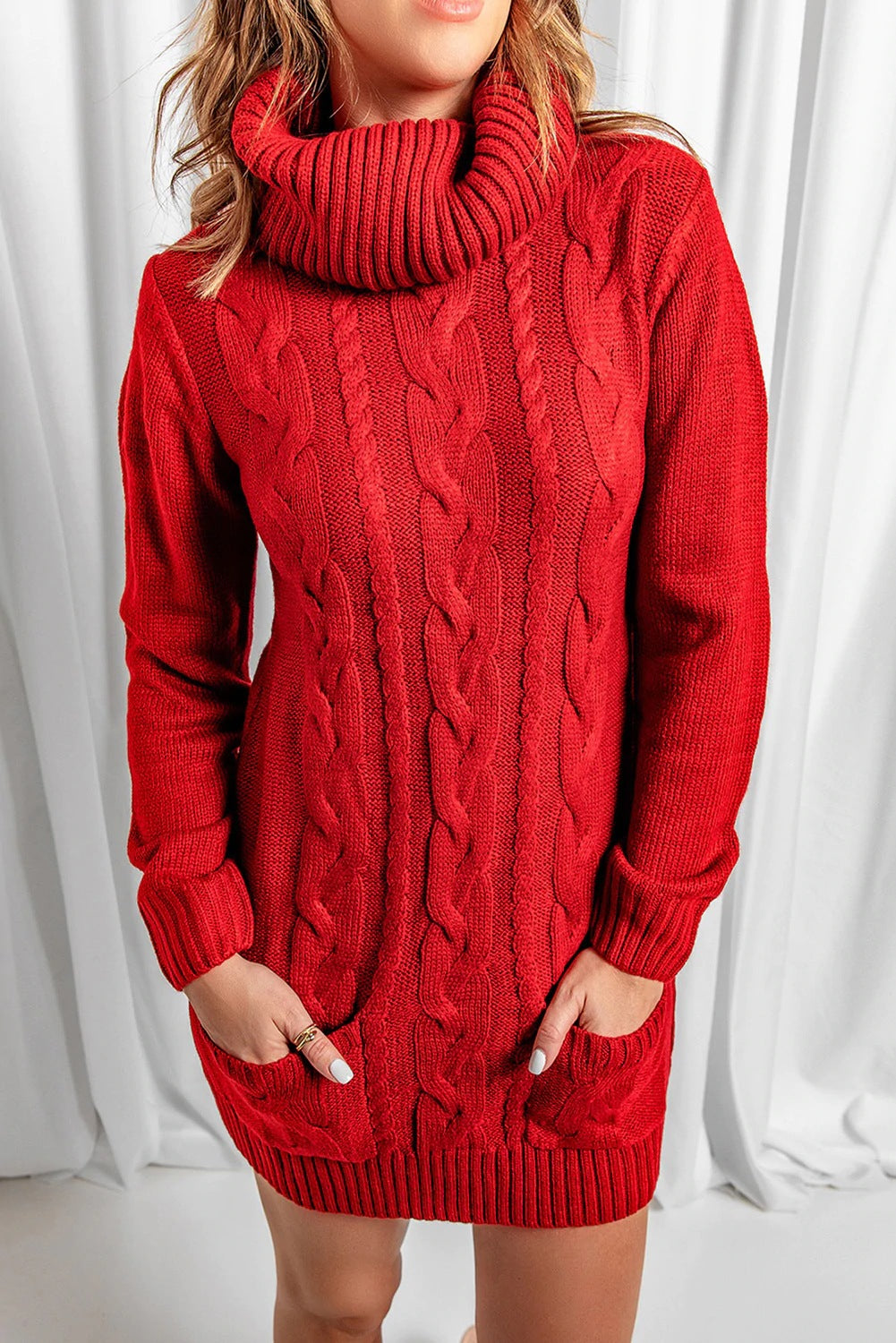 FZ Women's High Neck Knitted Sweater Dress - FZwear