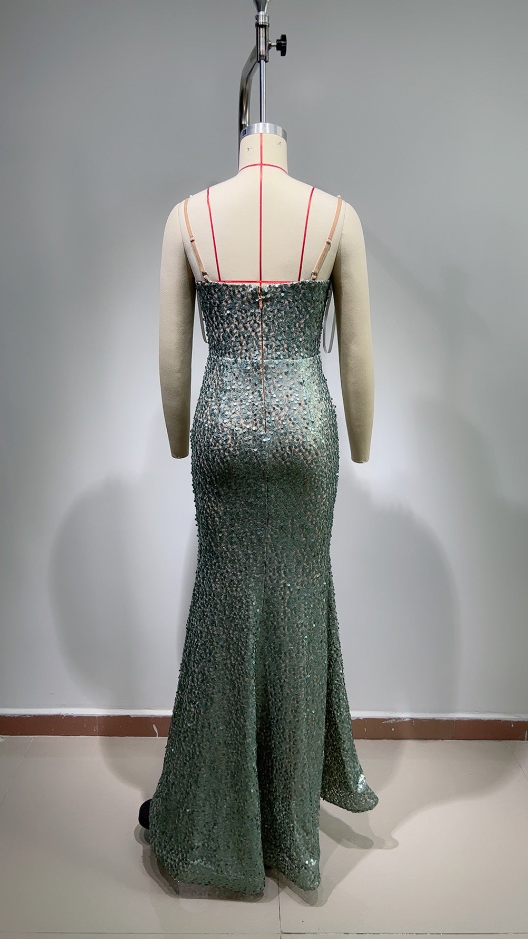 FZ Women's Heavy Industry Beads Sequin Stitching Backless Strap Evening Dress - FZwear