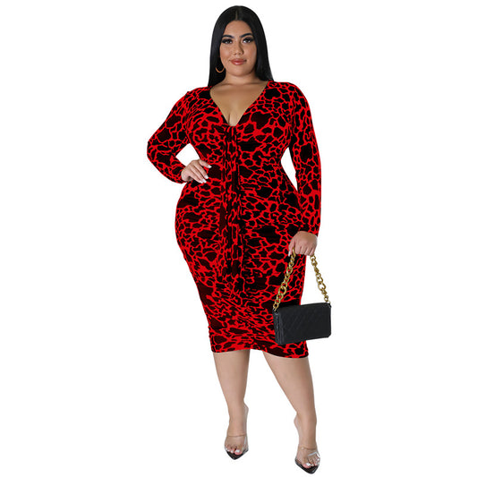FZ Plus Size Women's Sexy Sheath Leopard Print Maxi Dress - FZwear