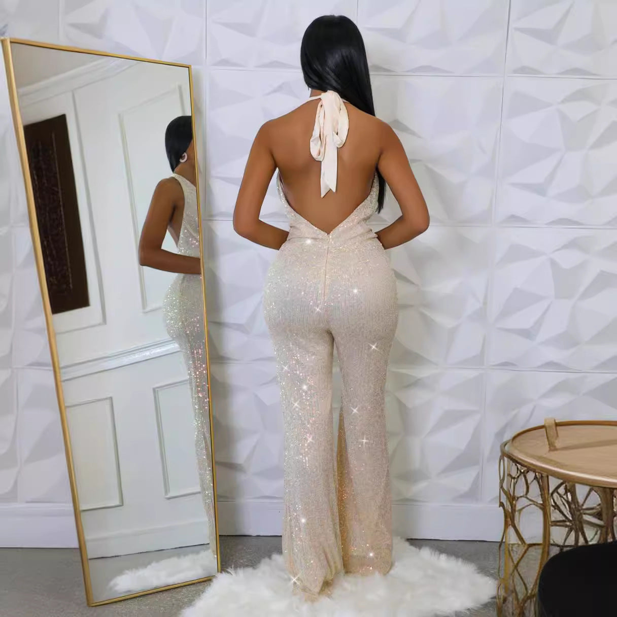 FZ Women's Sequined Sexy Strap Backless Jumpsuit - FZwear