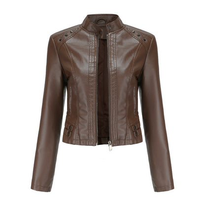 FZ Women's Rivets Leather Long Sleeve Fashion Jacket - FZwear