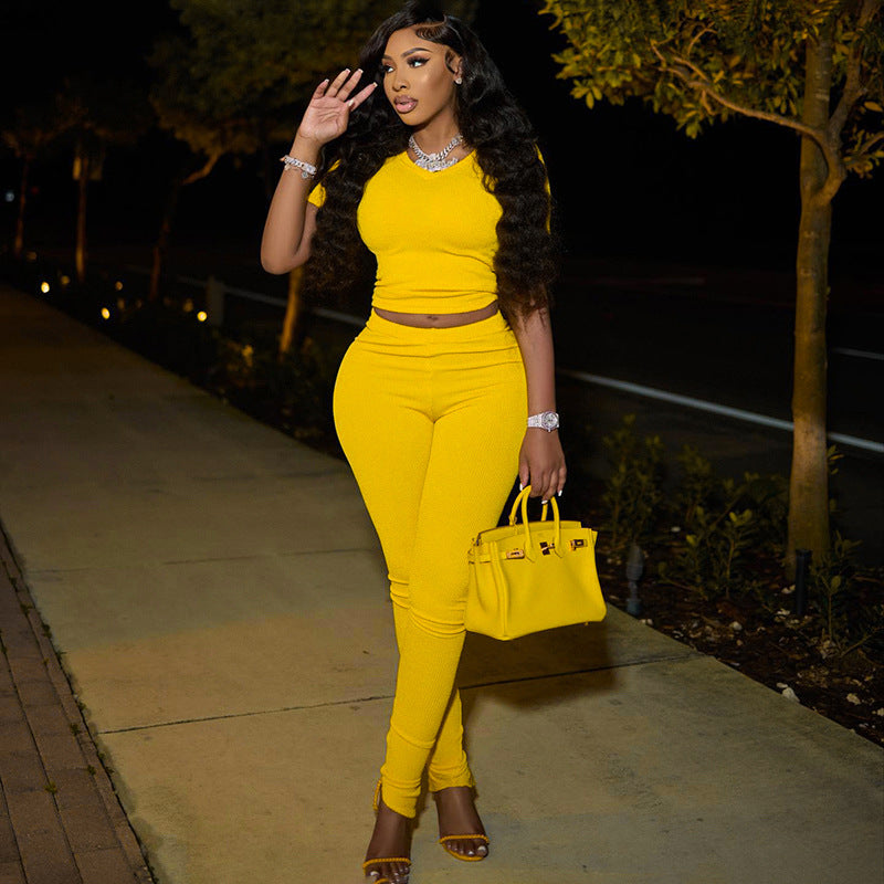 FZ Women's Striped V Neck Pants Suit - FZwear