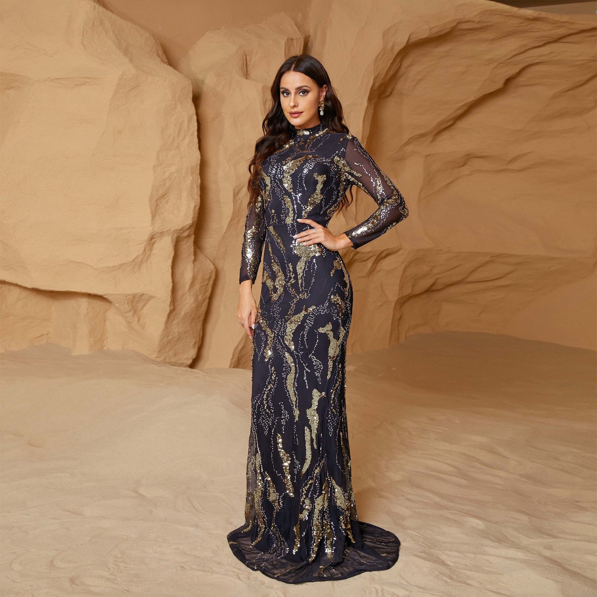 FZ Women's Sexy Slim Long Sequined Cocktail Evening Dress - FZwear
