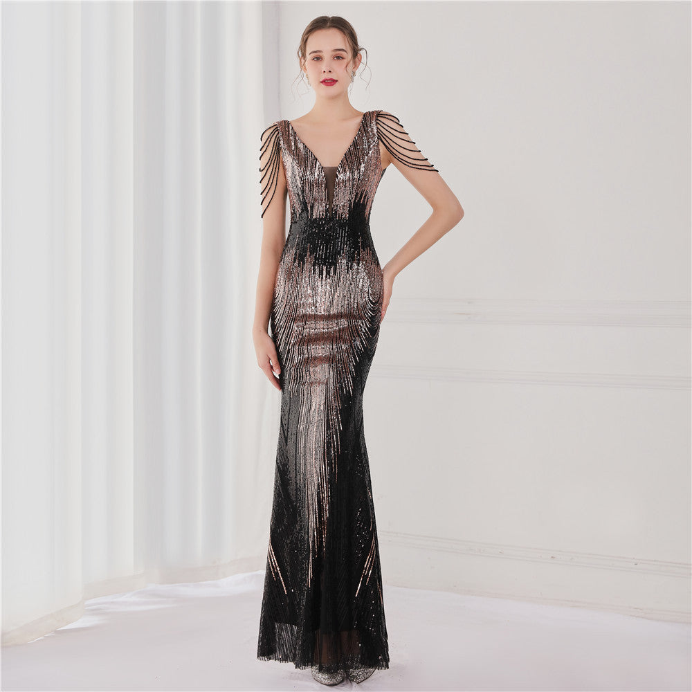 FZ Women's Sequined Fishtail Cocktail Etiquette Evening Dress - FZwear