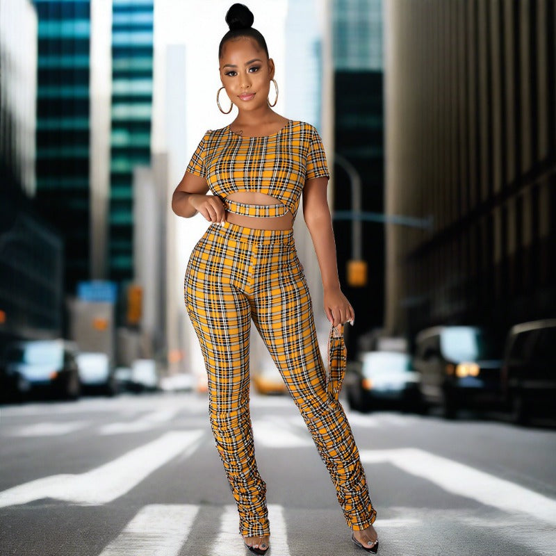 FZ Women's Popular Plaid Two Piece Pants Suit - FZwear