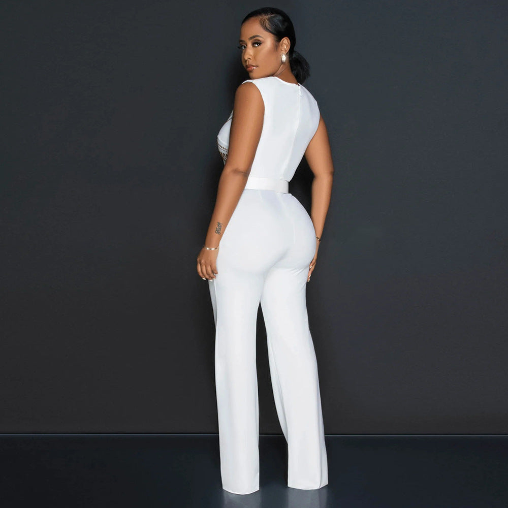 FZ Women's Rhinestone Loose Wide Leg Jumpsuit - FZwear