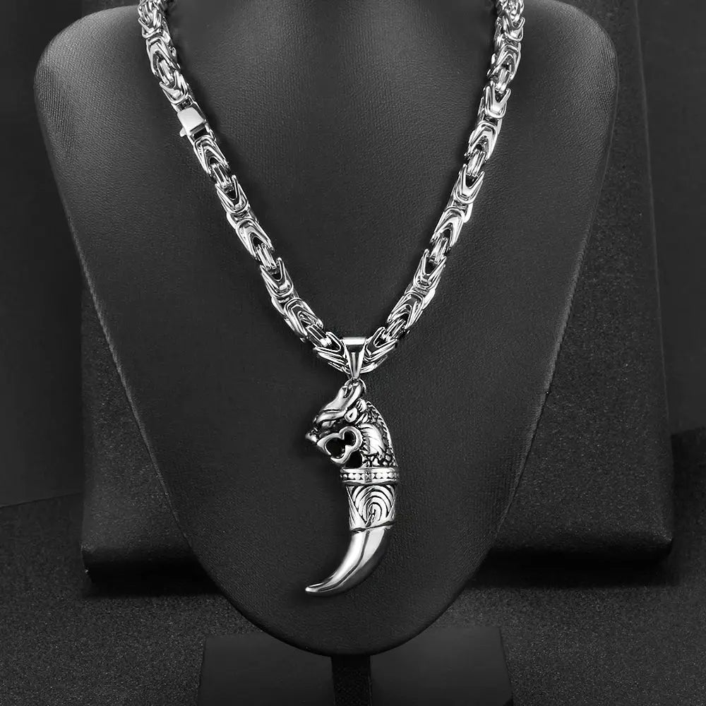 Punk Stainless Steel Jewelry Wolf Pendant Necklace For Men Women 2021 New Byzantine Chain Fahsion Emperor Chain Jewelry Gifts FZwear