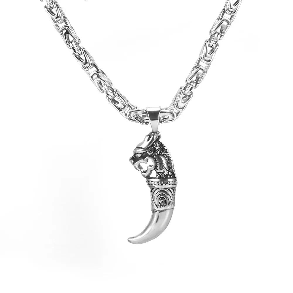 Punk Stainless Steel Jewelry Wolf Pendant Necklace For Men Women 2021 New Byzantine Chain Fahsion Emperor Chain Jewelry Gifts FZwear