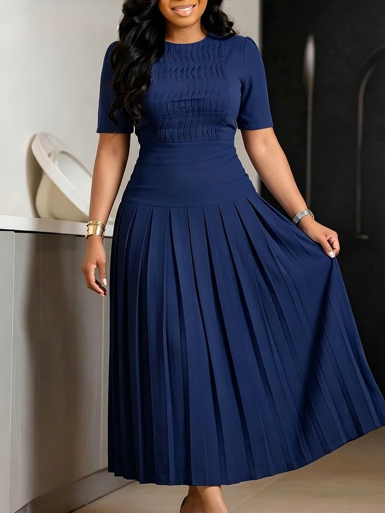 FZ Women's O Neck Half Sleeve A-Line Church Maxi Dress