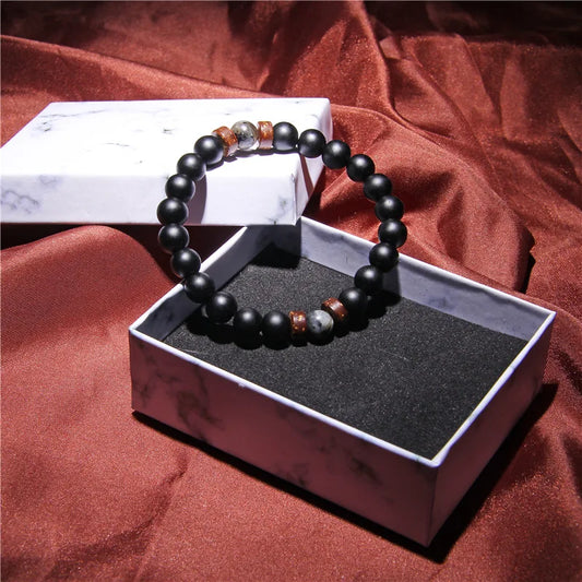 FZ Natural Lava Elastic Rope Hematite Beads Bracelet - FZwear