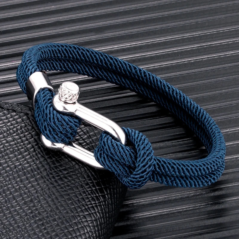 FZ Nautical Rope Double Strand Stainless Steel U-Shape Bracelet - FZwear