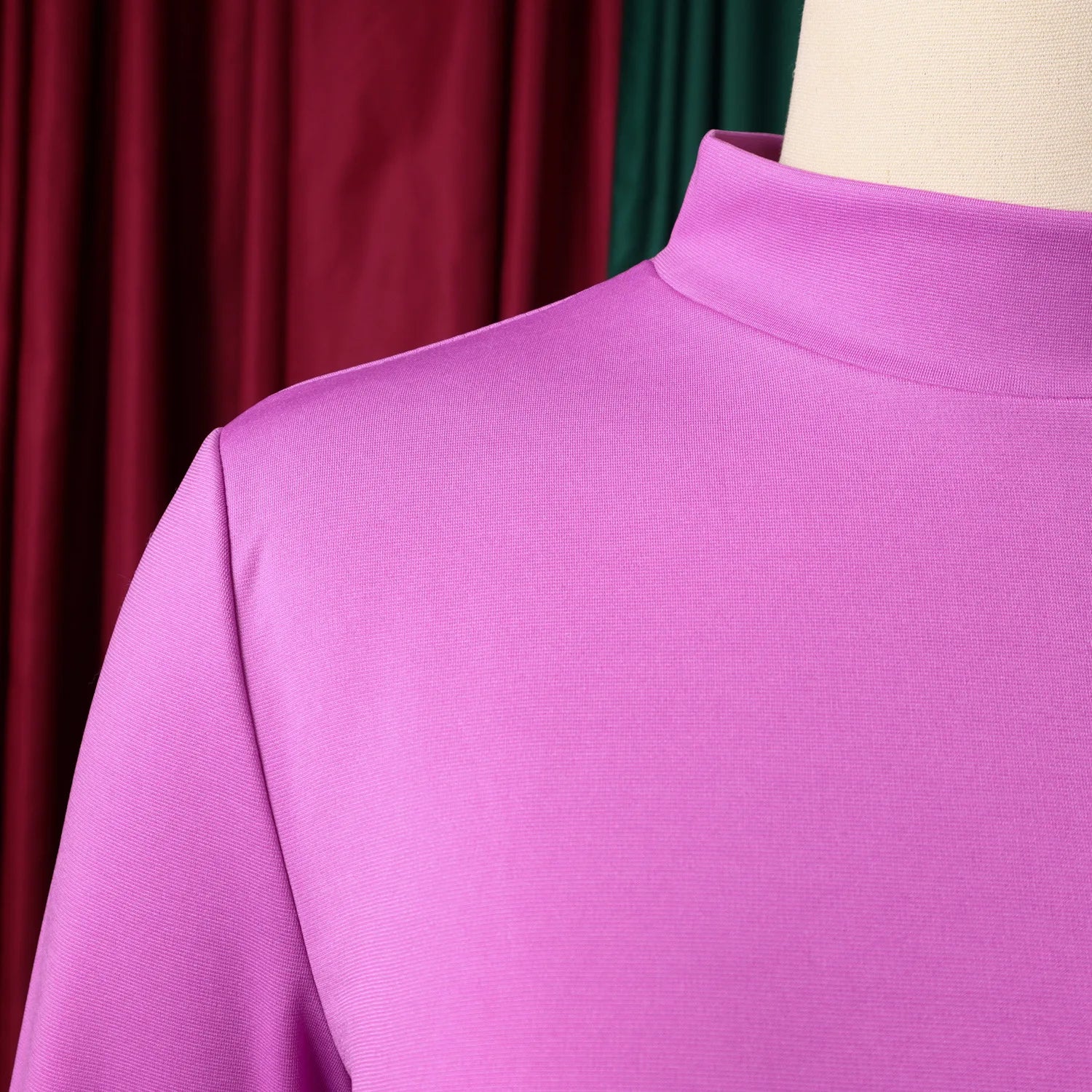 FZ Women's 3D Flower Long Sleeve Half High Collar Dress