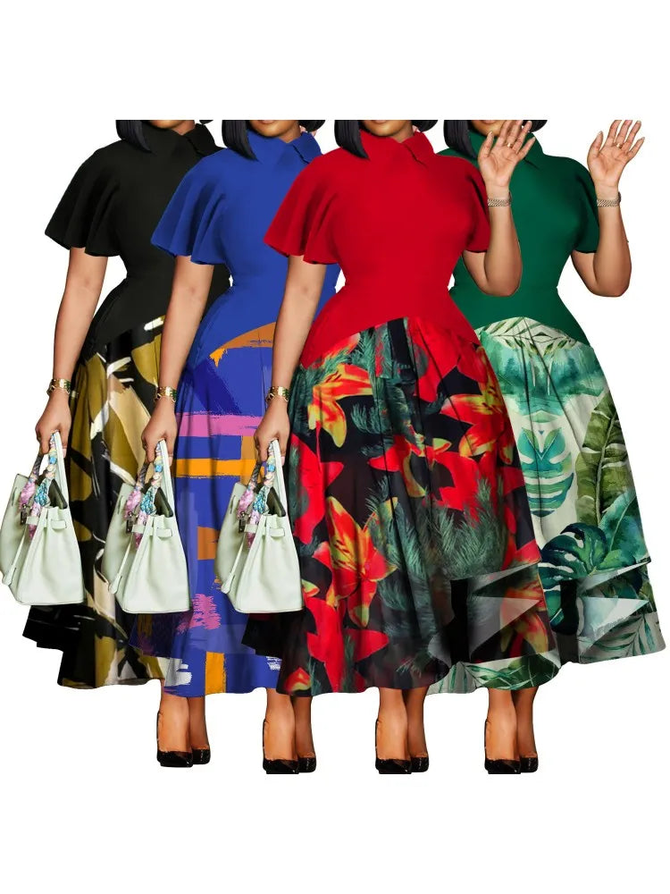 FZ Women's Plus Size Short Sleeve Street Style Maxi Dress