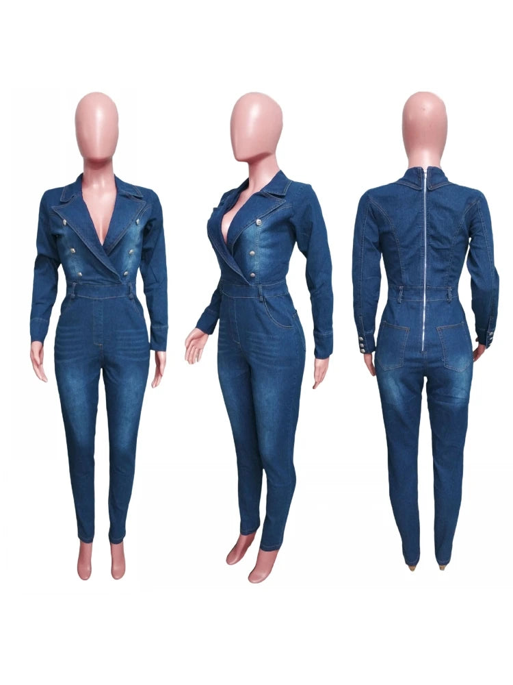 FZ Women's Fashion Streetwear Pencil Denim Jumpsuit