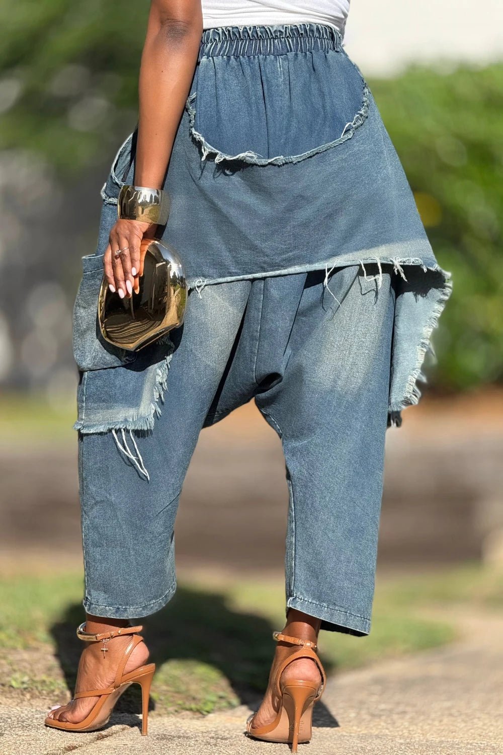 FZ Women's Plus Size Casual Contrast Pocket Denim Pants