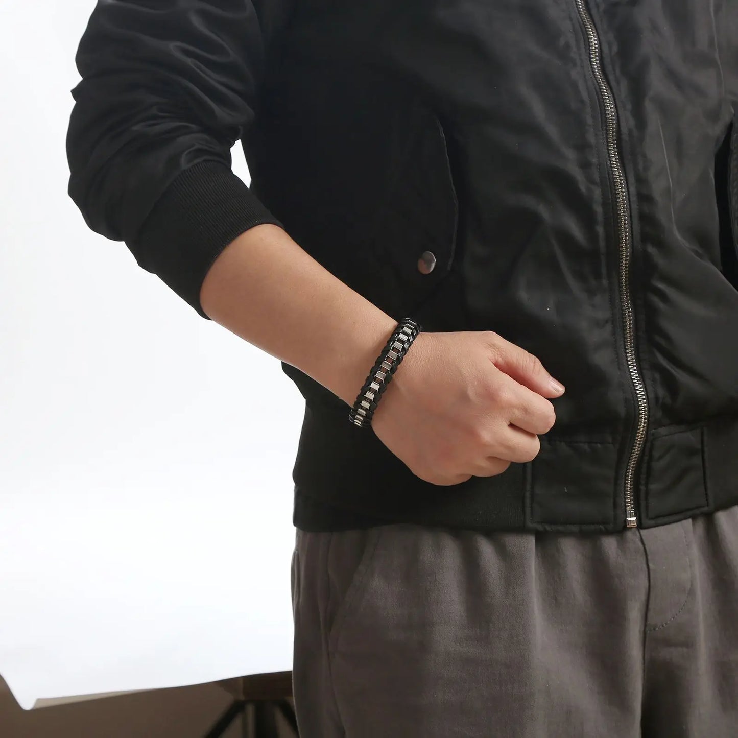 FZ Stainless Steel Genuine Leather Combination 3 Colors Bracelet - FZwear