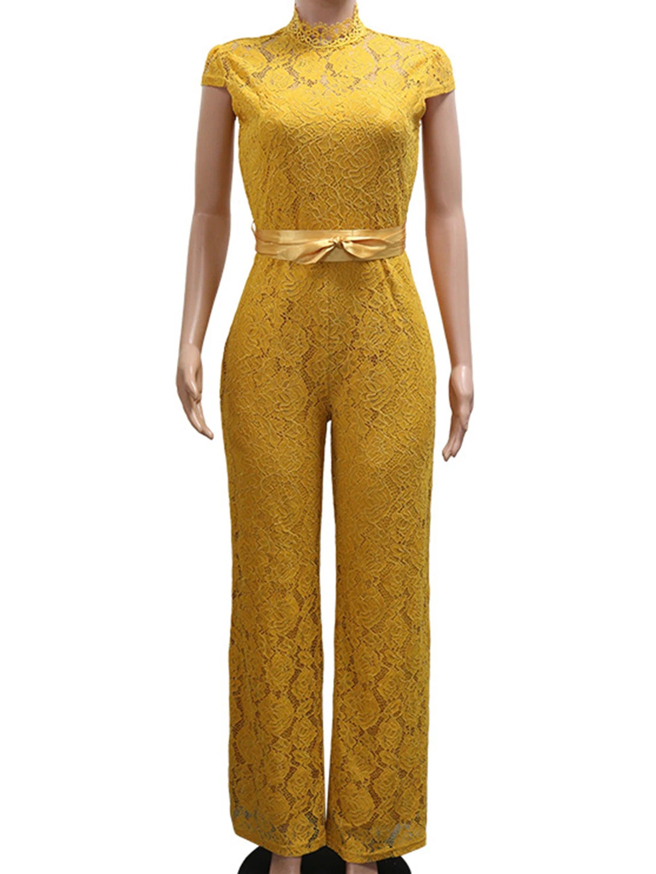 FZ Women's Lace One Piece Short Sleeve Jumpsuit