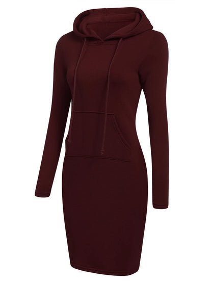 FZ Women's Plus Size Hooded Collar Kangaroo Pocket Sweater Dress