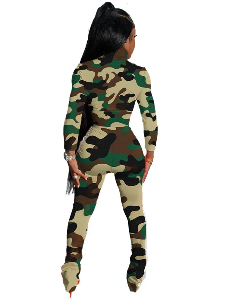 FZ Women's Camo Elastic Waist Pants Suit - FZwear