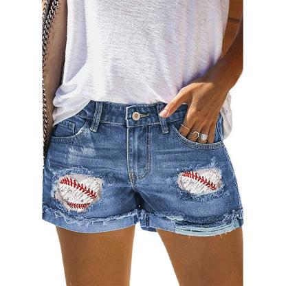 FZ Women's Ripped Hight Waist Casual Tassel Tight Stitch Street Denim Shorts