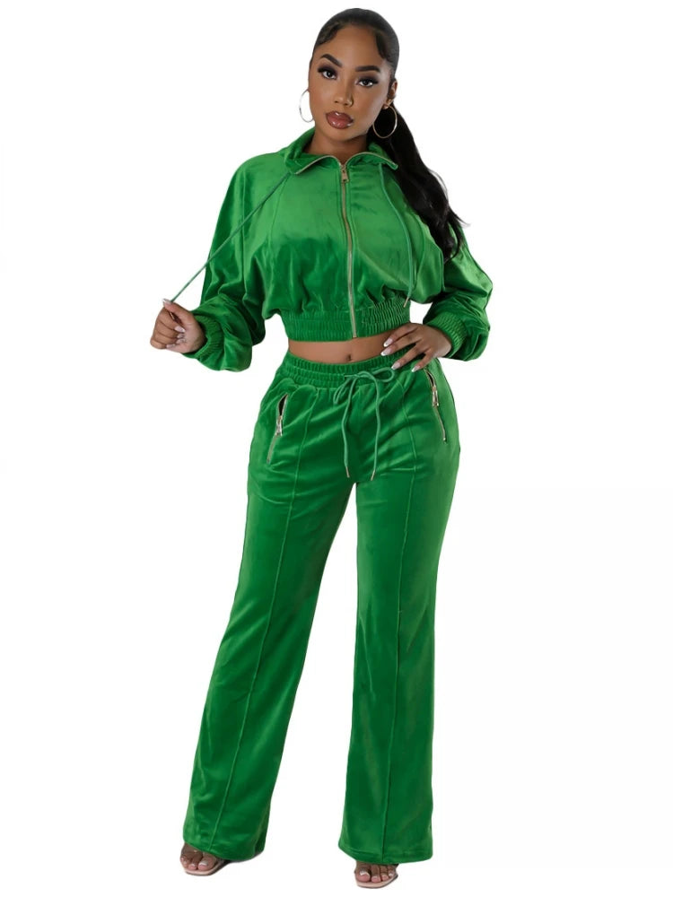 FZ Women's Matching Sets Solid Color Two Pieces Sets Pants Suits - FZwear