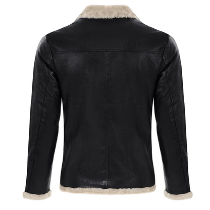 FZ Mens Fur Integrated Thickened Faux Leather Jacket